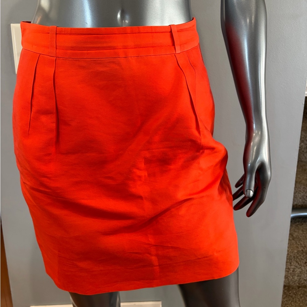 Kate Spade "Skirt the Rules" Bright Orange Knee Length Skirt with Gold Zip